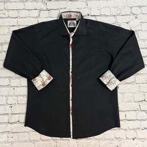 BG The Authentic Shirt Maker‎ Men's XL Long Sleeve Black Button Up Shirt